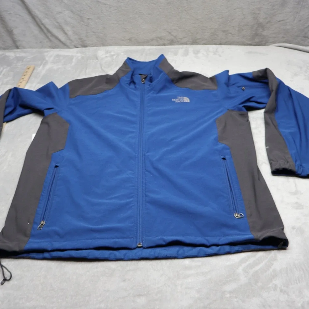 North Face Jacket Men XXL Blue Apex Softshell Rain Wind Full Zip Outdoor READ